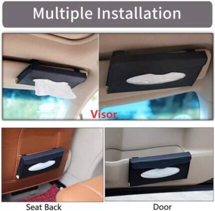 Car Sun Visor Tissue Box PU Leather BEIGE/ BLACK/ RED