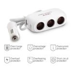 3 Way Universal Car Cigarette Lighter Socket Splitter LED Dual USB Charger Power Adapter White - Image 2