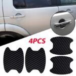 4Pcs Car Door White Fiber Handle Sticker White Red & Black