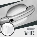 4Pcs Car Door White Fiber Handle Sticker White Red & Black - Image 4